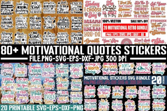 Motivational Quotes Stickers Bundle for Real Embroidery Projects